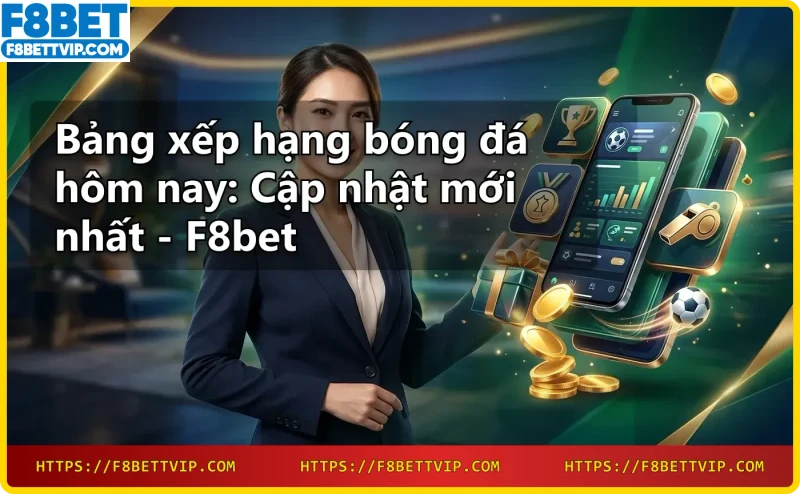 Biểu tượng bảng xếp hạng bóng đá với mũi tên tăng trưởng và kính lúp phân tích