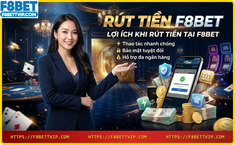 Lợi ích khi rút tiền tại F8bet: bảo mật cao, xử lý nhanh chóng, nhiều phương thức linh hoạt.
